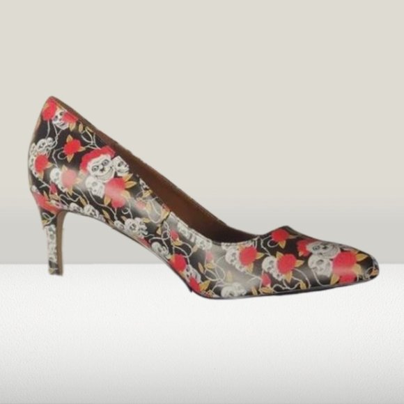 Hey Si Mey Day of the Dead‎ Pumps Red Gold Black and White Euro Size 42 US 11.5 - Picture 1 of 16